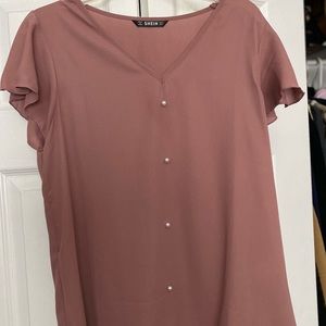 Pearl Beaded Flutter Sleeve Top